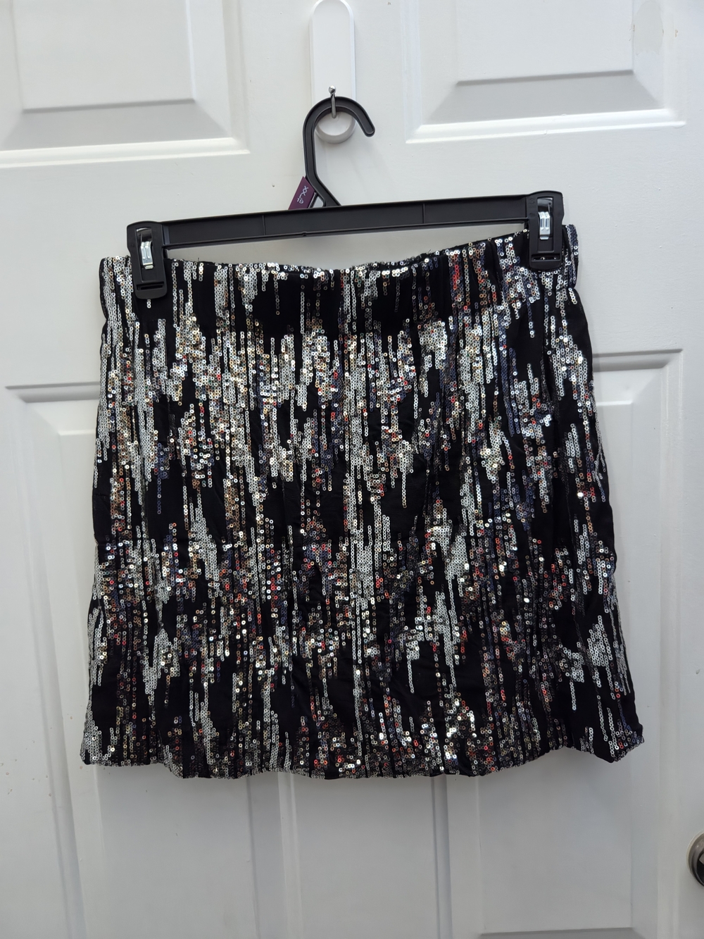 Calvin Klein Black Sequin Mini Skirt with Silver Accents